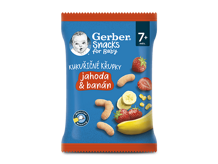 GERBER Snacks kukuřičné křupky jahoda a banán 28 g GERBER Snacks kukuřičné křupky jahoda a banán 28 g