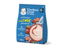GERBER Cereal mléčná kaše jahodová Dobrou noc GERBER Cereal mléčná kaše jahodová Dobrou noc