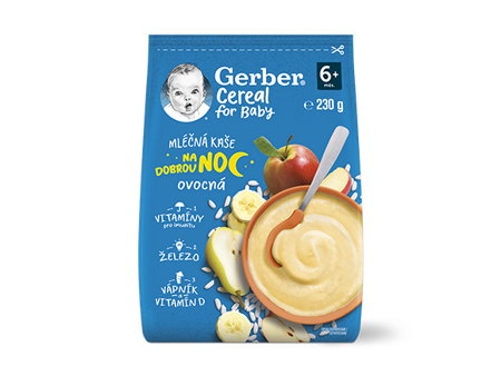 GERBER Cereal mléčná kaše ovocná na dobrou noc GERBER Cereal mléčná kaše ovocná na dobrou noc