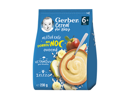 GERBER Cereal mléčná kaše ovocná na dobrou noc GERBER Cereal mléčná kaše ovocná na dobrou noc