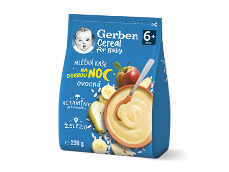 GERBER Cereal mléčná kaše ovocná na dobrou noc GERBER Cereal mléčná kaše ovocná na dobrou noc