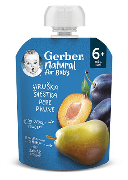 GERBER Natural kapsička hruška a švestka 90 g GERBER Natural kapsička hruška a švestka 90 g