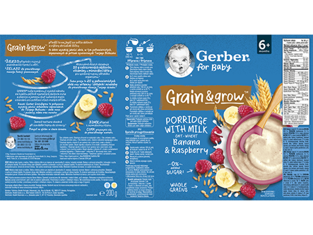 GERBER mléčná kaše banán a malina 200 g GERBER mléčná kaše banán a malina 200 g