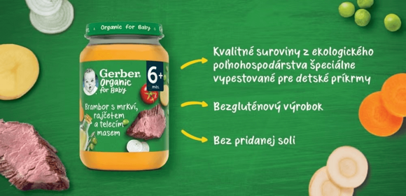 GERBER Organic dětský příkrm zelenina s telecím masem 190 g GERBER Organic dětský příkrm zelenina s telecím masem 190 g