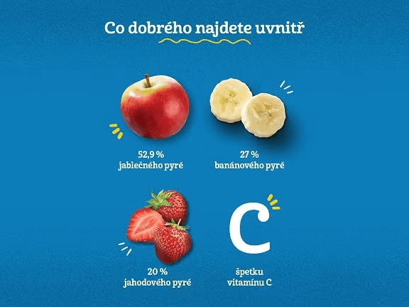 GERBER Natural kapsička jablko, banán a jahoda GERBER Natural kapsička jablko, banán a jahoda